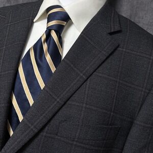 Pronto Uomo Sport Coat 44L Gray Windowpane Wool Blazer Jacket Casual Classic